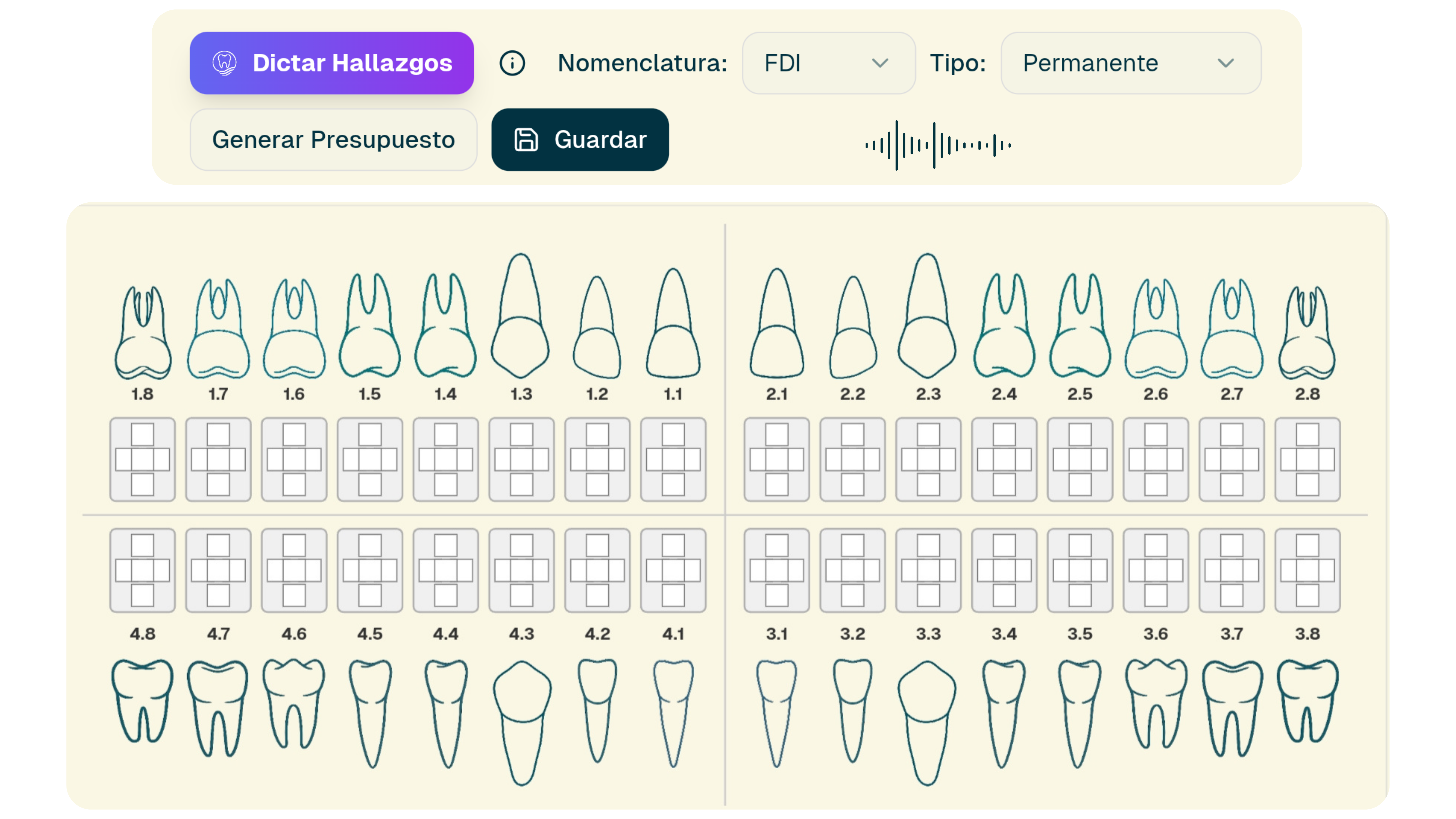 Odontograma interactivo de Denti Flux